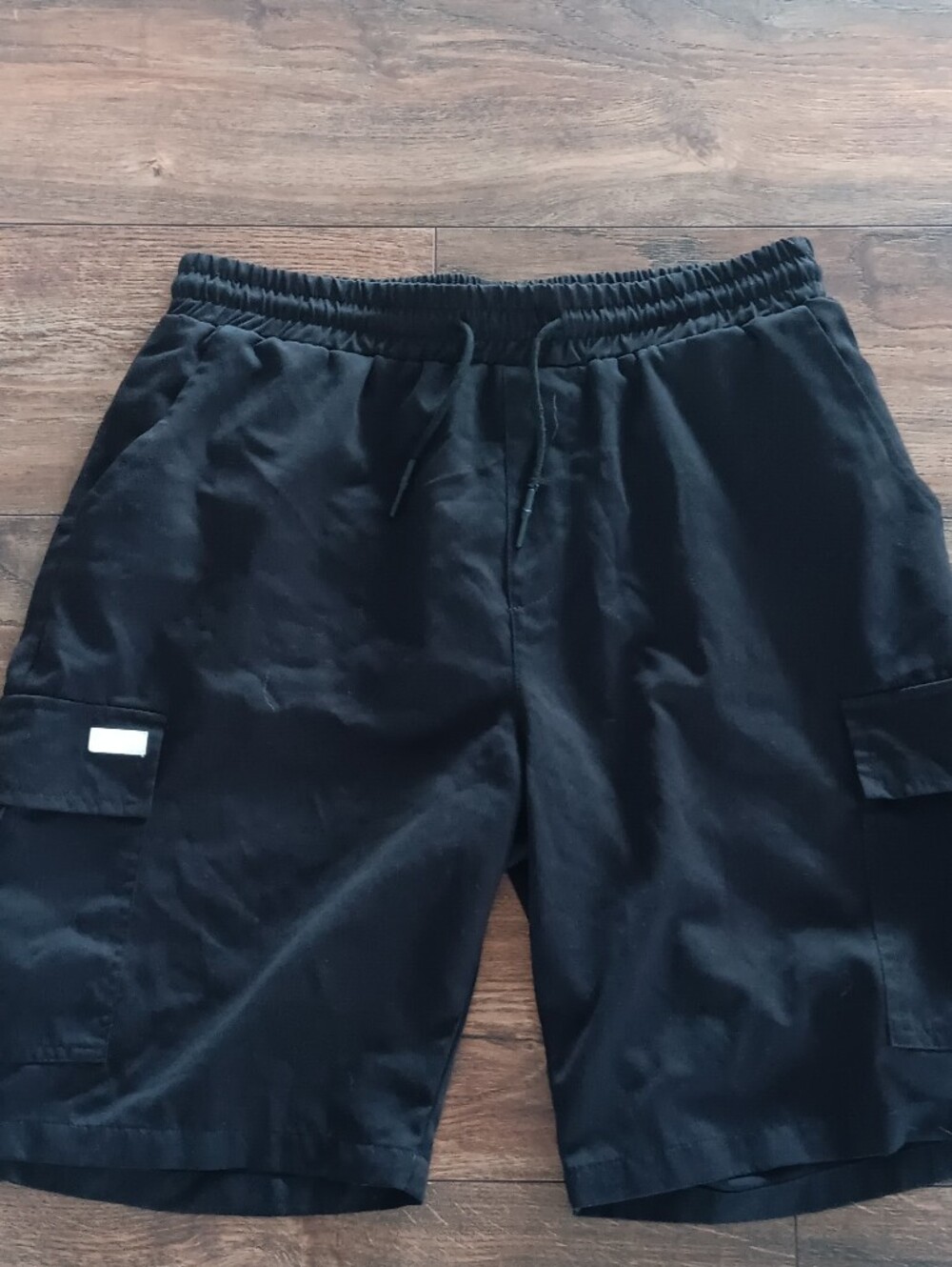 Black Cargo Drawstring Shorts